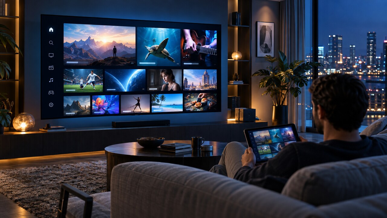 Television displaying a neutral programme library for device setup