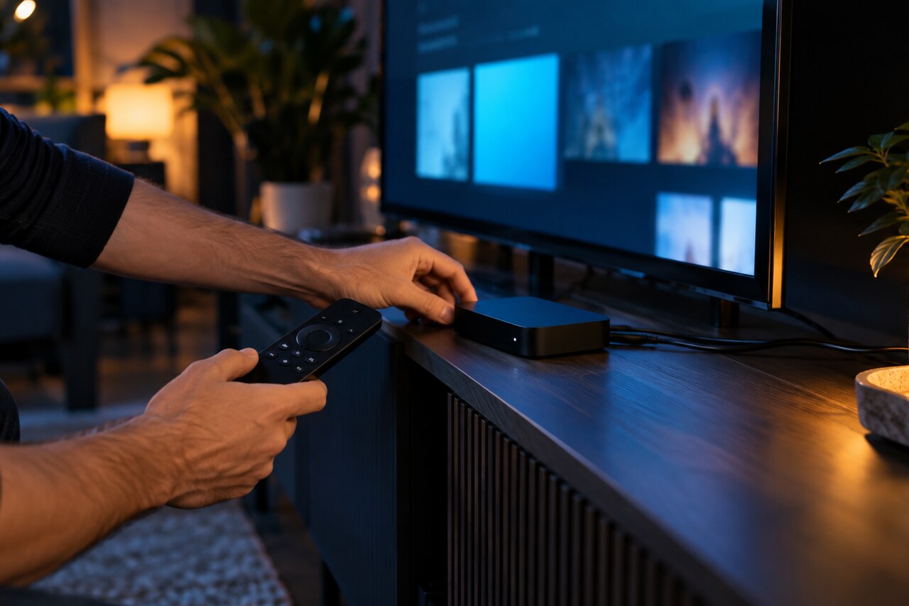 Television setup with a remote control and on-screen guidance